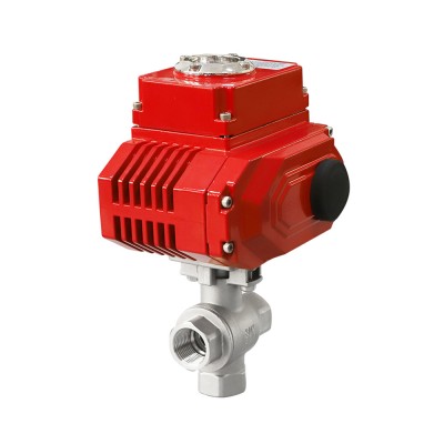 SS304 SS316  High Quality  Electric Vertical Female Threaded Three Way Ball Valve