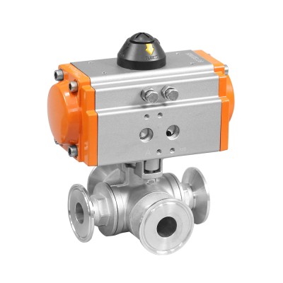 1000 WOG PSI High Quality  Tri Clamp Pneumatic four way Ball Valve