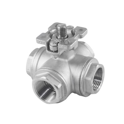 Stainless Steel 1000 WOG PSI Female Thread four way ball valve High platform