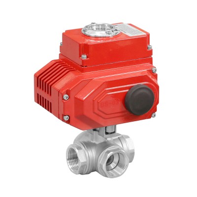 Stainless Steel High Quality  Electric Female Threaded Four Way Ball Valve