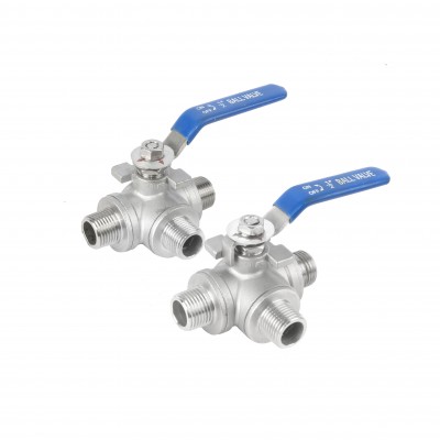 1000 WOG PSI High Quality  Three Way Male Threaded Ball Valve