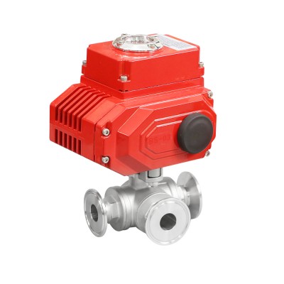 Stainless Steel High Quality  Tri Clamp Electric three way Ball Valve